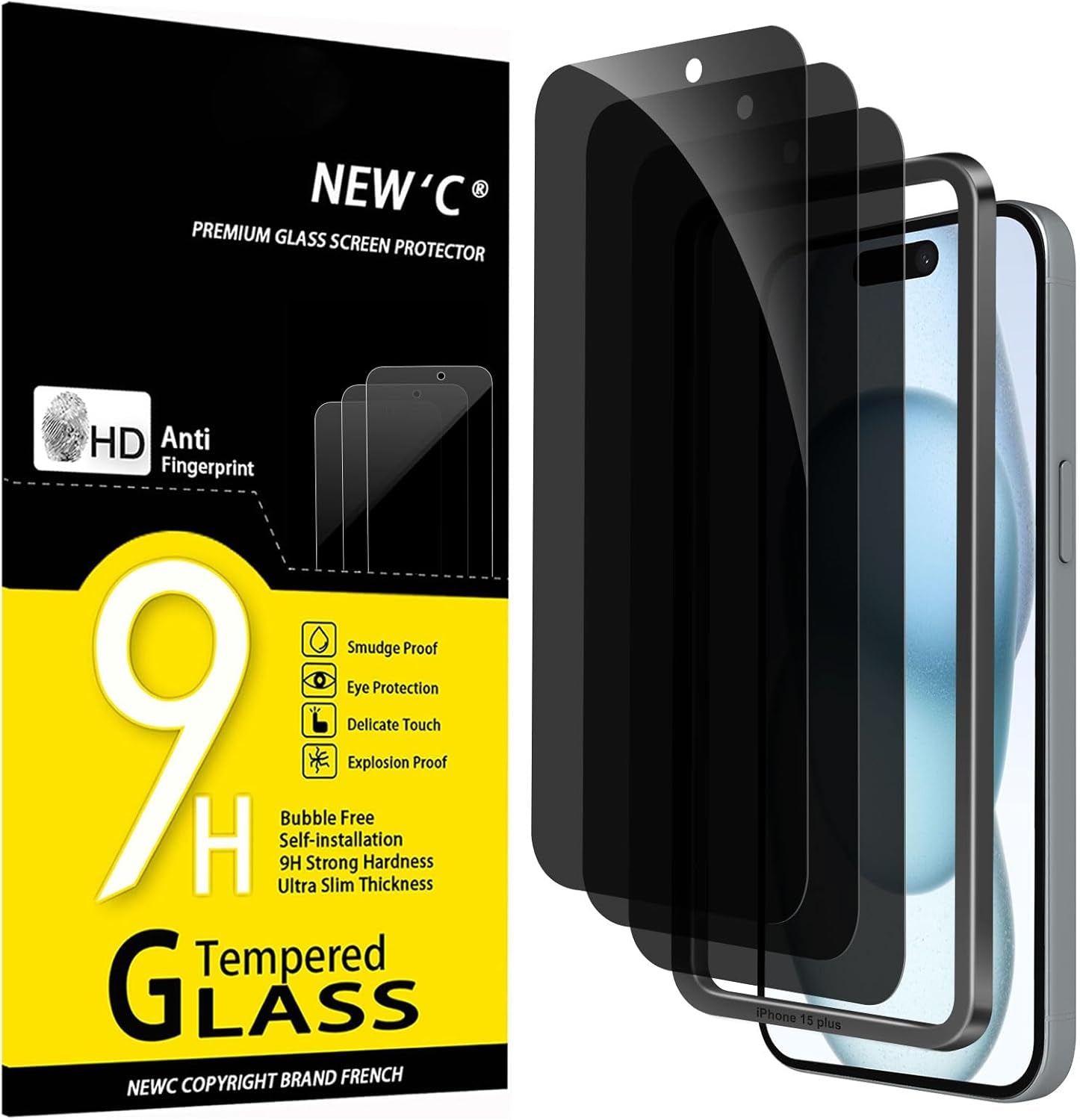 NEW'C 3 Pack Designed for Iphone 17, 17 Pro, Iphone 16 Pro Screen Protector (6.3 Inches), Enhanced Tempered Glass Protection with Easy Installation Tool Included,Case Friendly Ultra Resistant