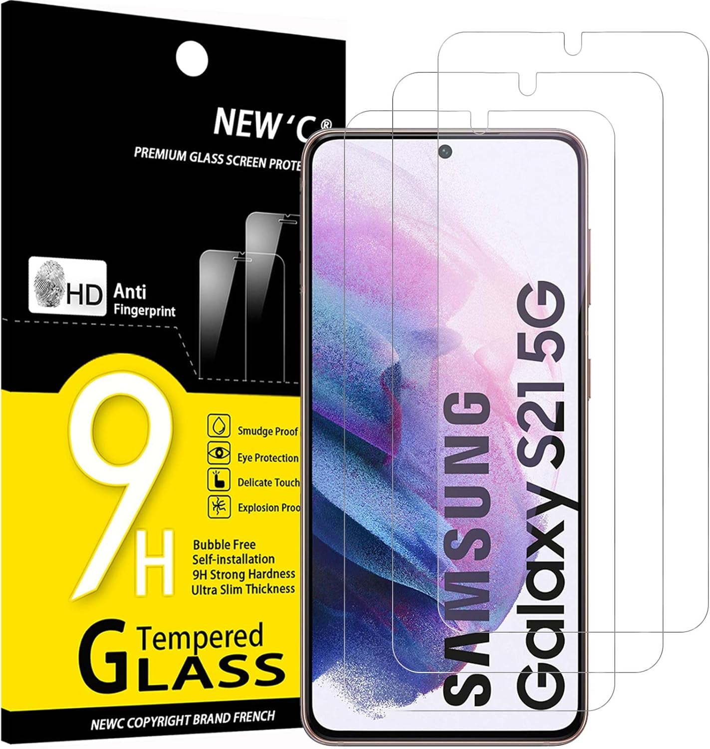 NEW'C 3 Pack Designed for Samsung Galaxy S25 Ultra Screen Protector Tempered Glass, Bubble Free, Ultra Resistant