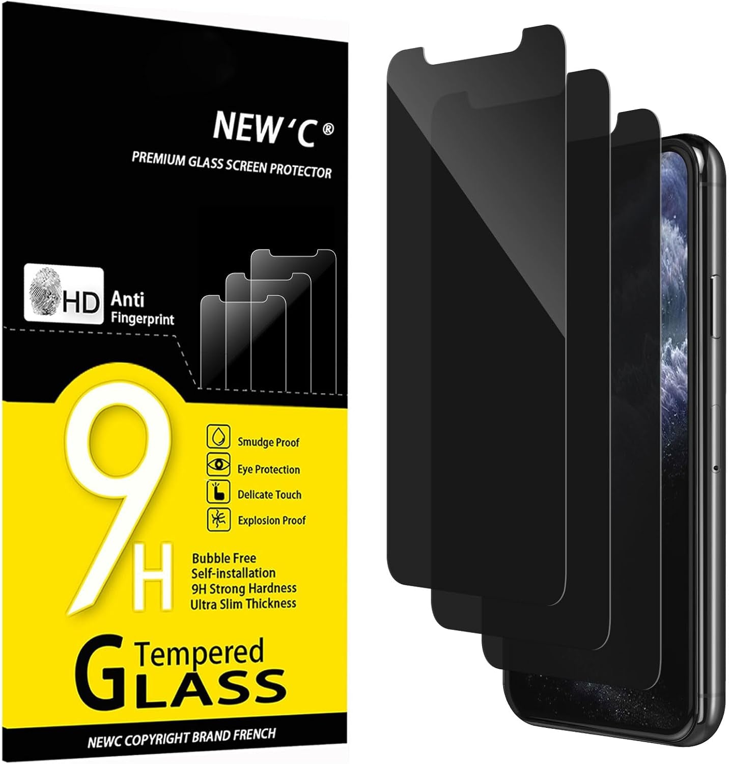NEW'C 3 Pack Designed for Iphone 17, 17 Pro, Iphone 16 Pro Screen Protector (6.3 Inches), Enhanced Tempered Glass Protection with Easy Installation Tool Included,Case Friendly Ultra Resistant