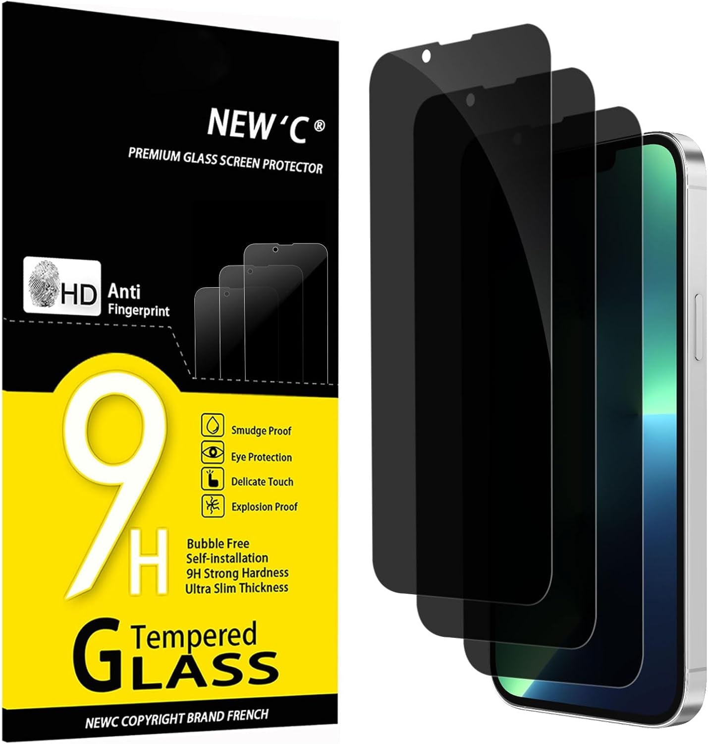 NEW'C 3 Pack Designed for Iphone 17, 17 Pro, Iphone 16 Pro Screen Protector (6.3 Inches), Enhanced Tempered Glass Protection with Easy Installation Tool Included,Case Friendly Ultra Resistant