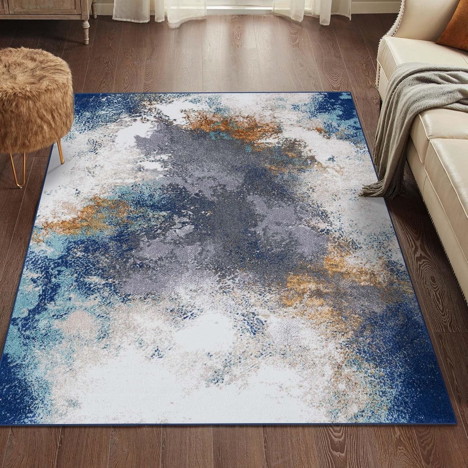 LUXE WEAVERS Beverly Collection 8445 Blue 2X3 Modern Area Rug