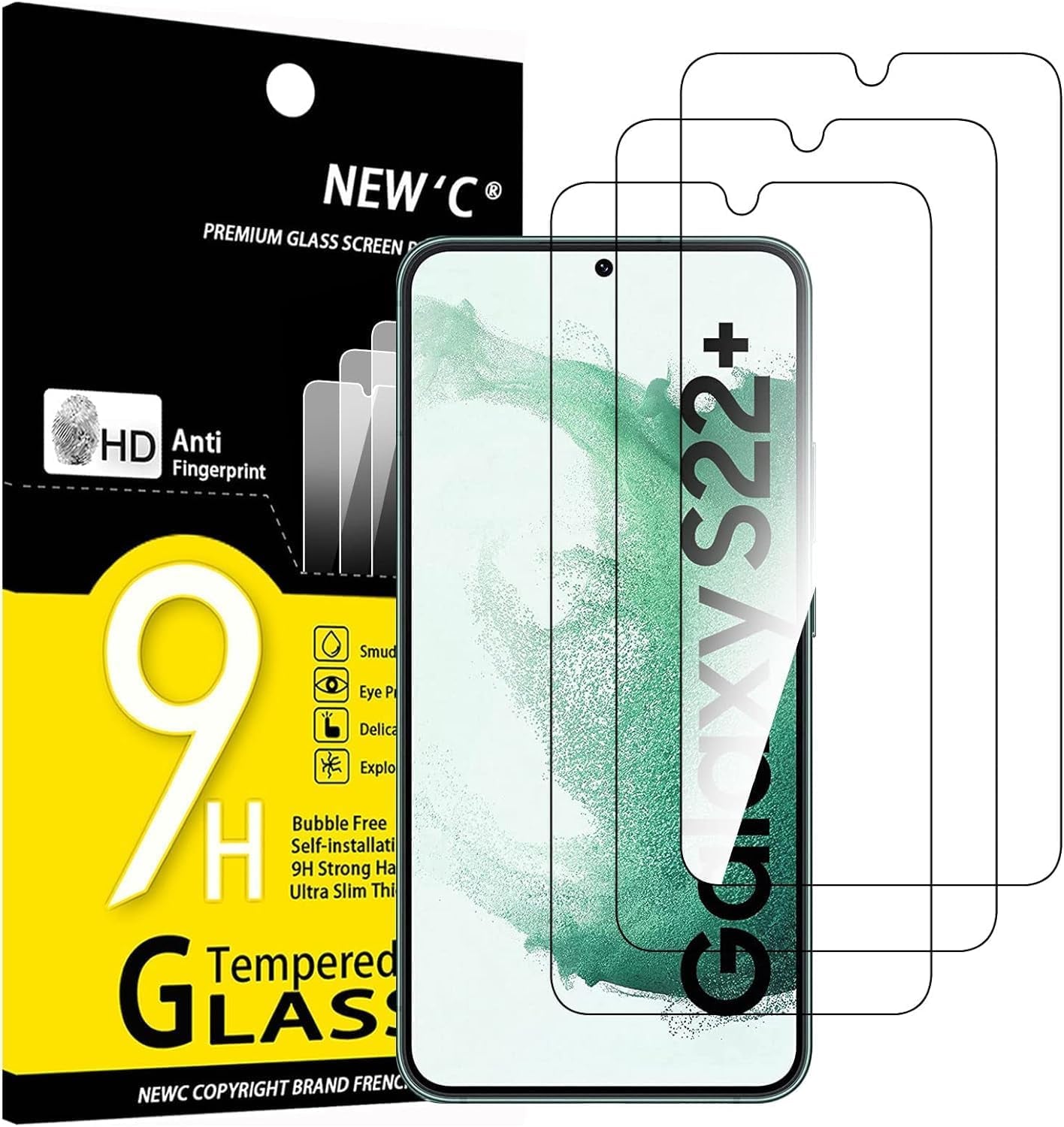 NEW'C 3 Pack Designed for Samsung Galaxy S25 Ultra Screen Protector Tempered Glass, Bubble Free, Ultra Resistant