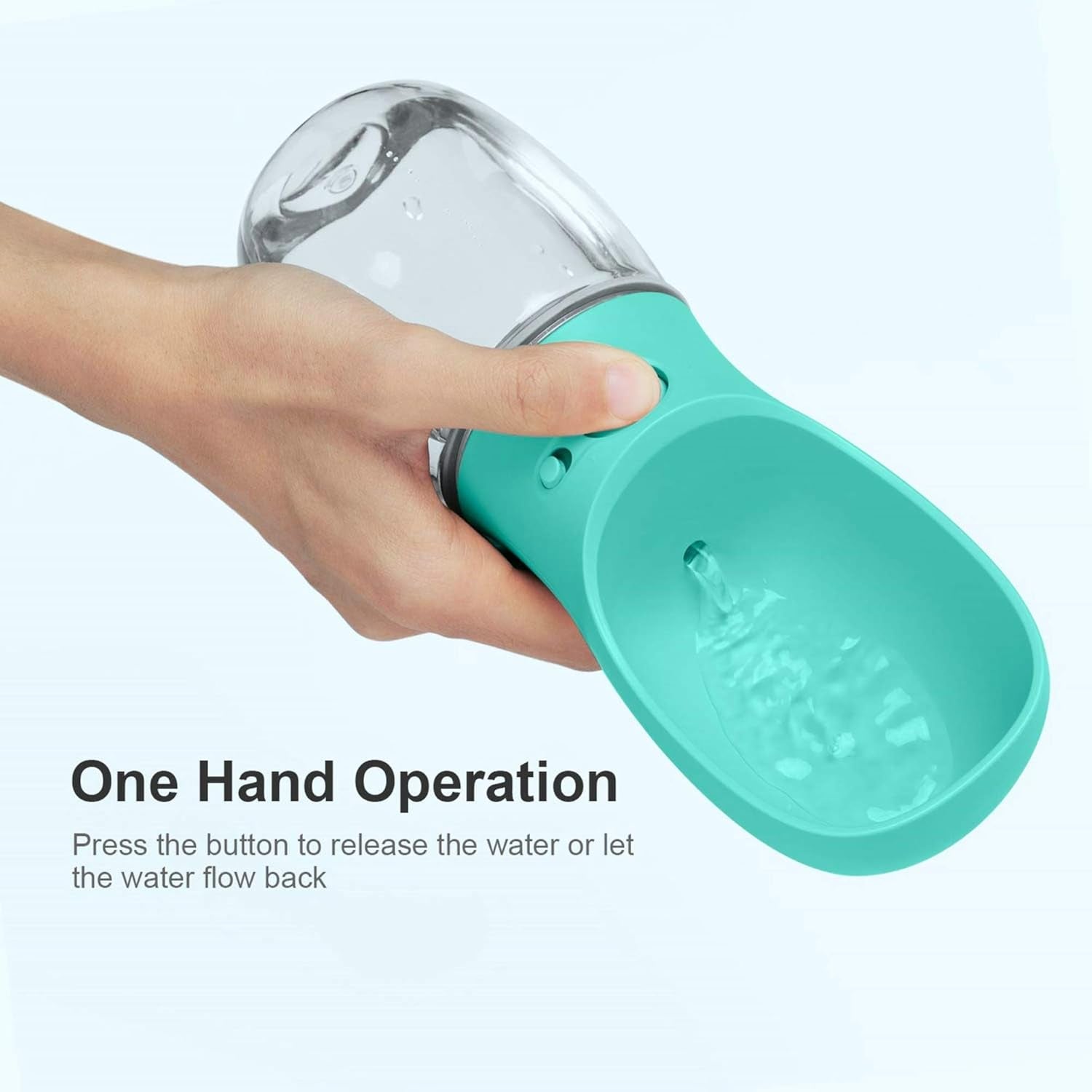 DEYACE Portable Leak-Proof Dog Water Bottle with Drinking Feeder for Travel - 12oz Teal