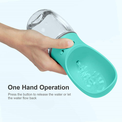 DEYACE Portable Leak-Proof Dog Water Bottle with Drinking Feeder for Travel - 12oz Teal
