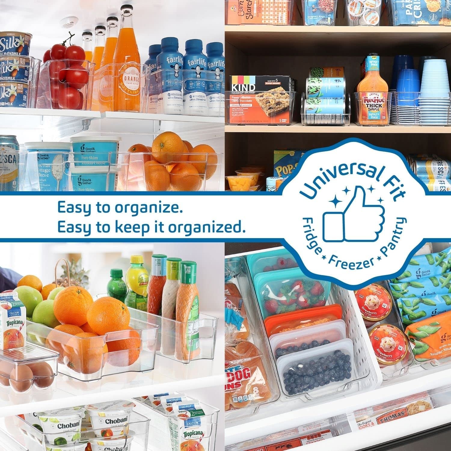 STORAGEBUD Fridge Organizer - 8 Pieces Refrigerator Organizer Bins - Pantry Organization and Storage for Fridge & Refrigerator- BPA Free Freezer Organizer Bins